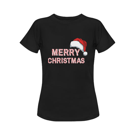 "Candy Cane Merry Christmas T-Shirt with Santa Hat – Festive Holiday Tee"